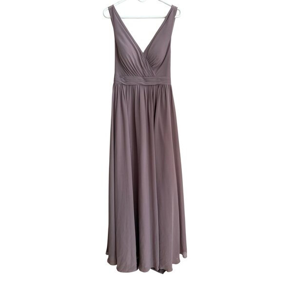 Azazie NWT Kora Chiffon Bridesmaid Formal Gown in Purple Dusk Size 12 - Picture 2 of 16